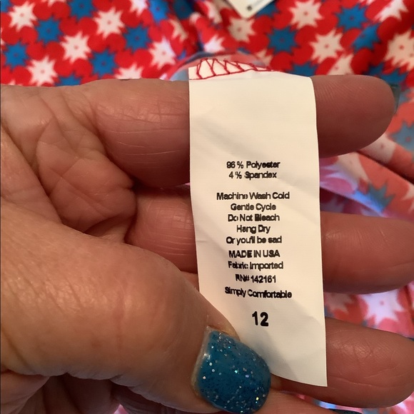 Lularoe girls skirt NWT Azure size 12 red white blue stretchy hang dry.❤️ - Picture 6 of 11